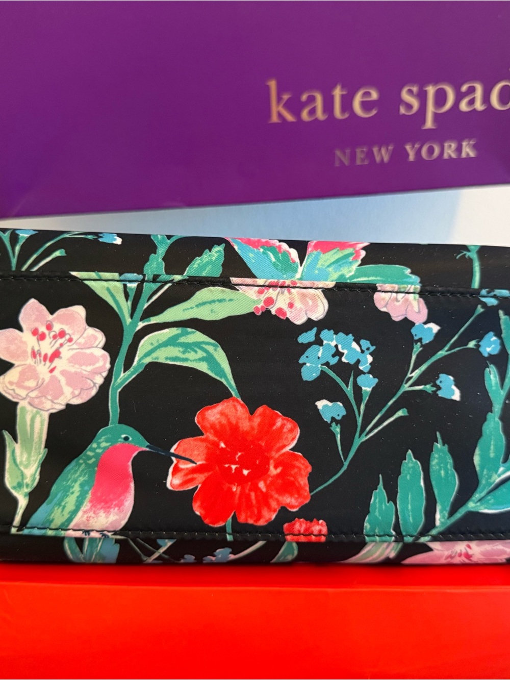 kate spade Black Floral & Teal Bird Tote - Picture 6 of 12